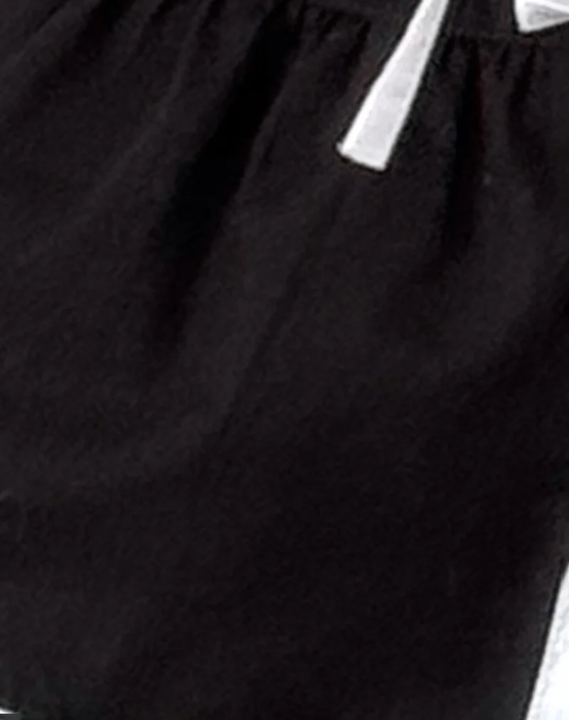 Ryota Tie Front Blouse in Black with White Binding - Image 7