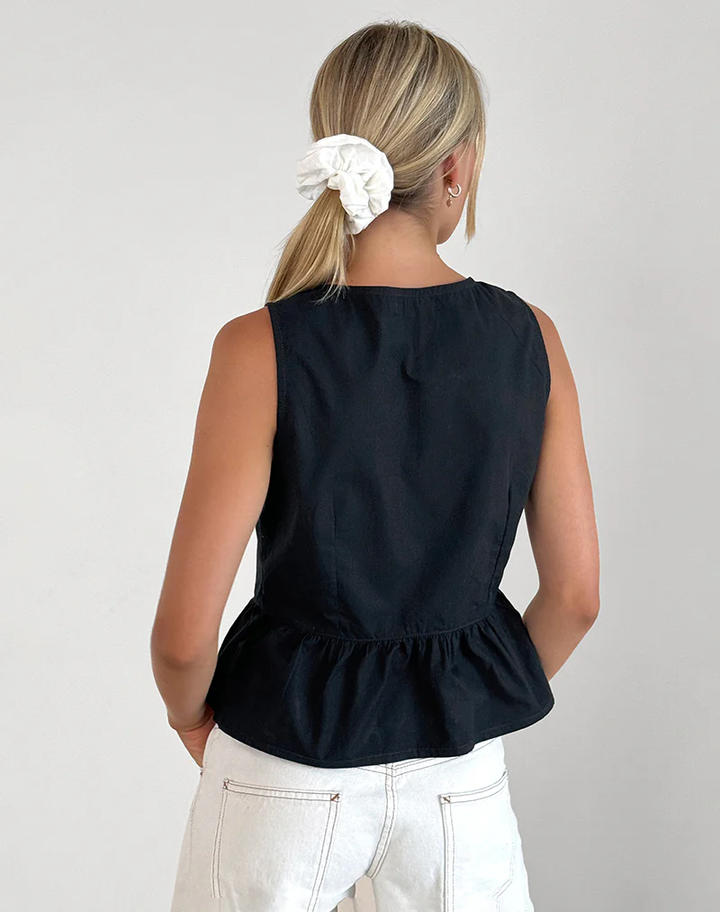 Ryoti Top in Tap shoe Black with Off White Bows - Image 3