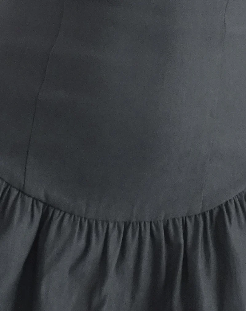Sabina Bandeau Mini Dress in Charcoal Grey - Image 6