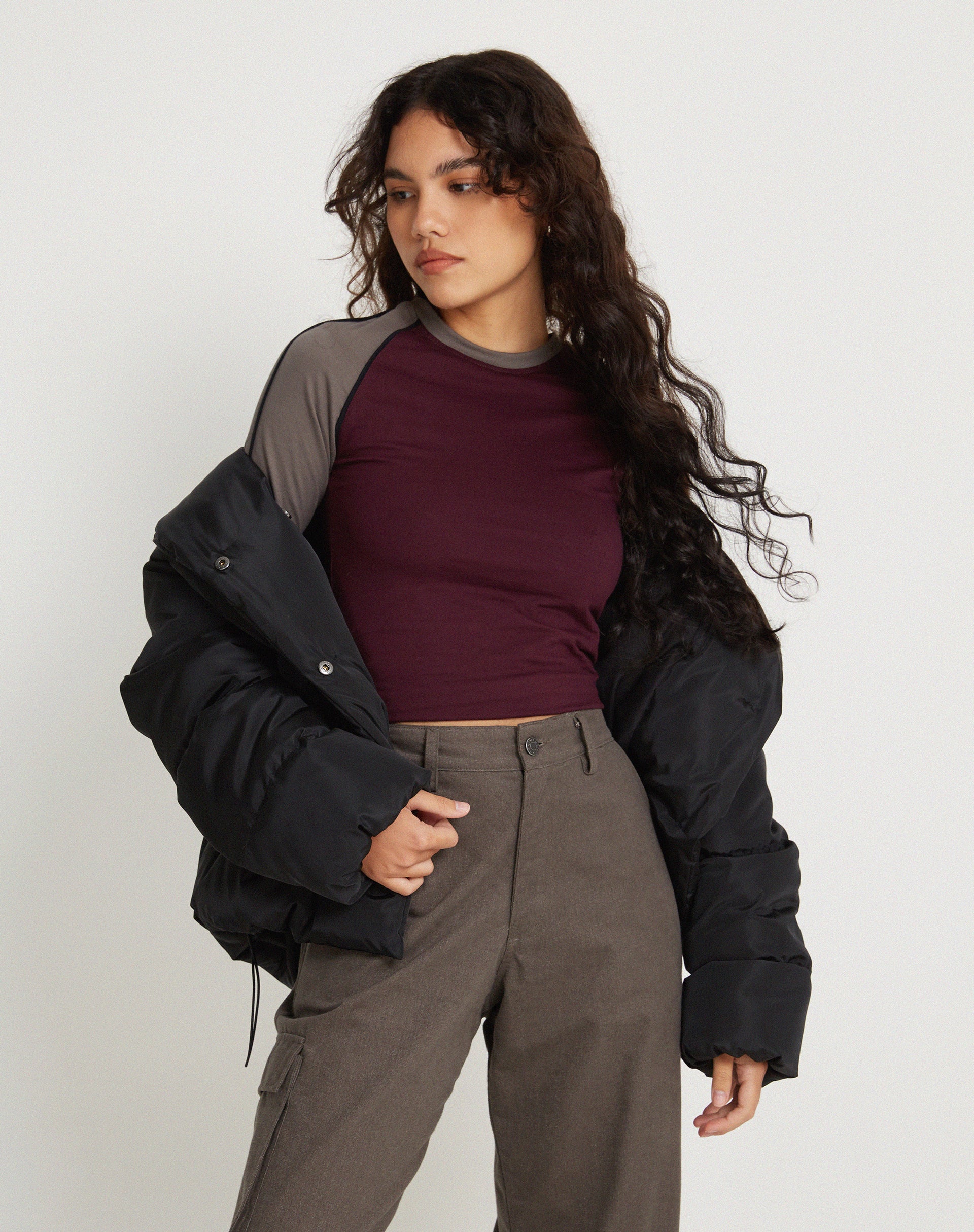 Sachiel Long Sleeve Top in Oxblood Cloudburst Black - Image 2