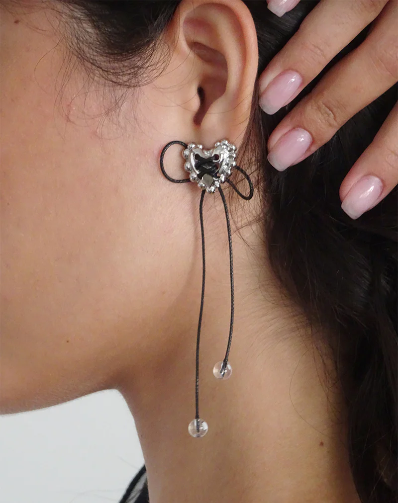 Sadie Bow Earrings in Silver - Image 3