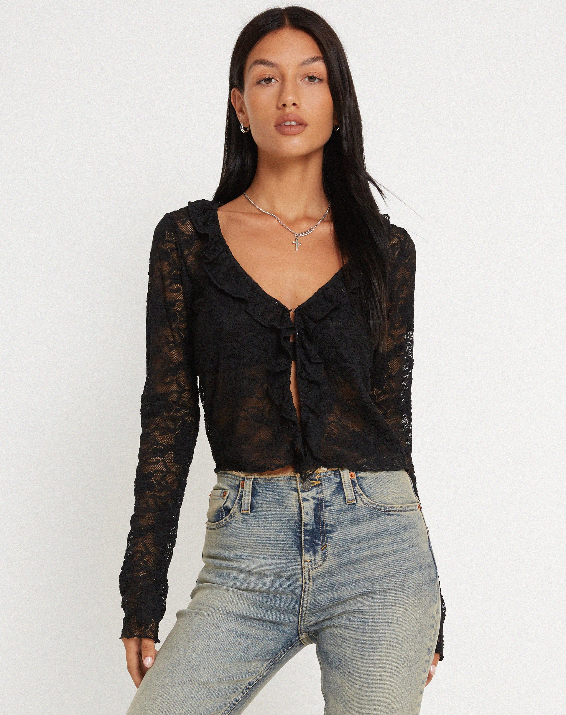 Sadiru Cardi in Lace Black - Image 3
