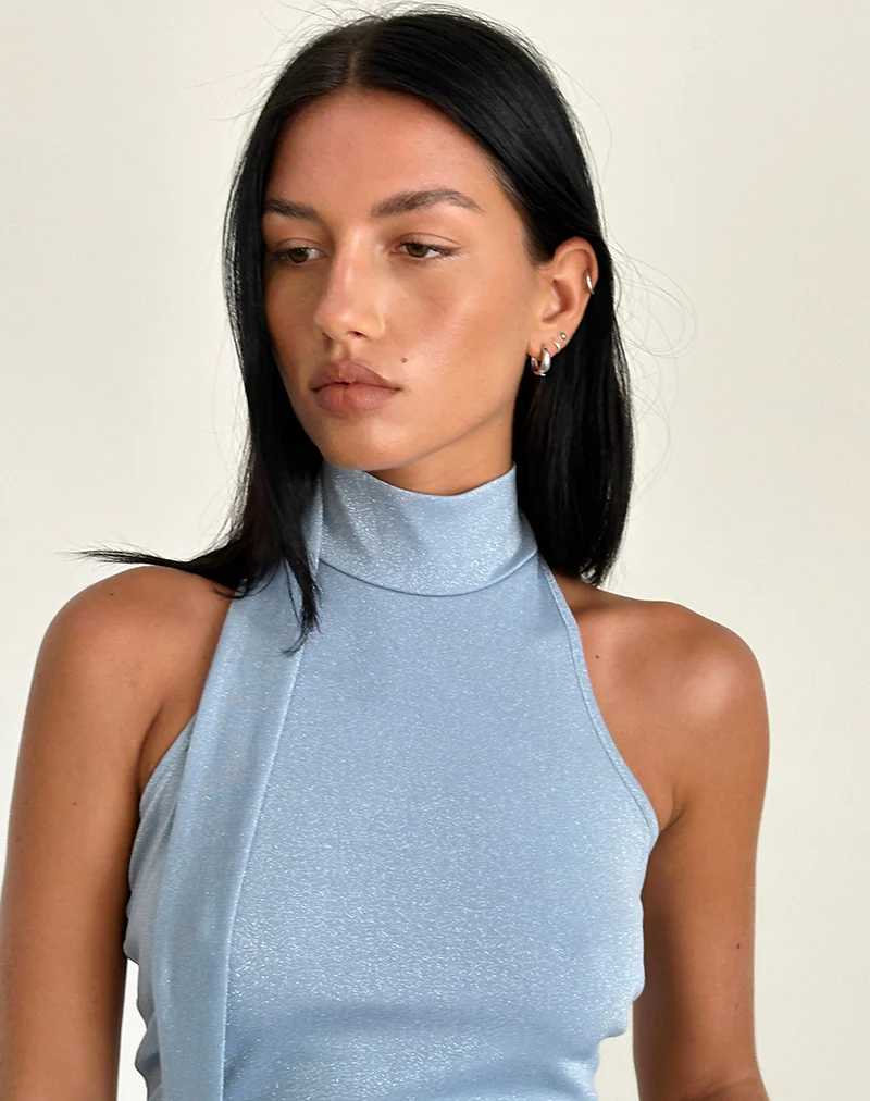 Saeran Halterneck Top in Blue Shimmer - Image 5