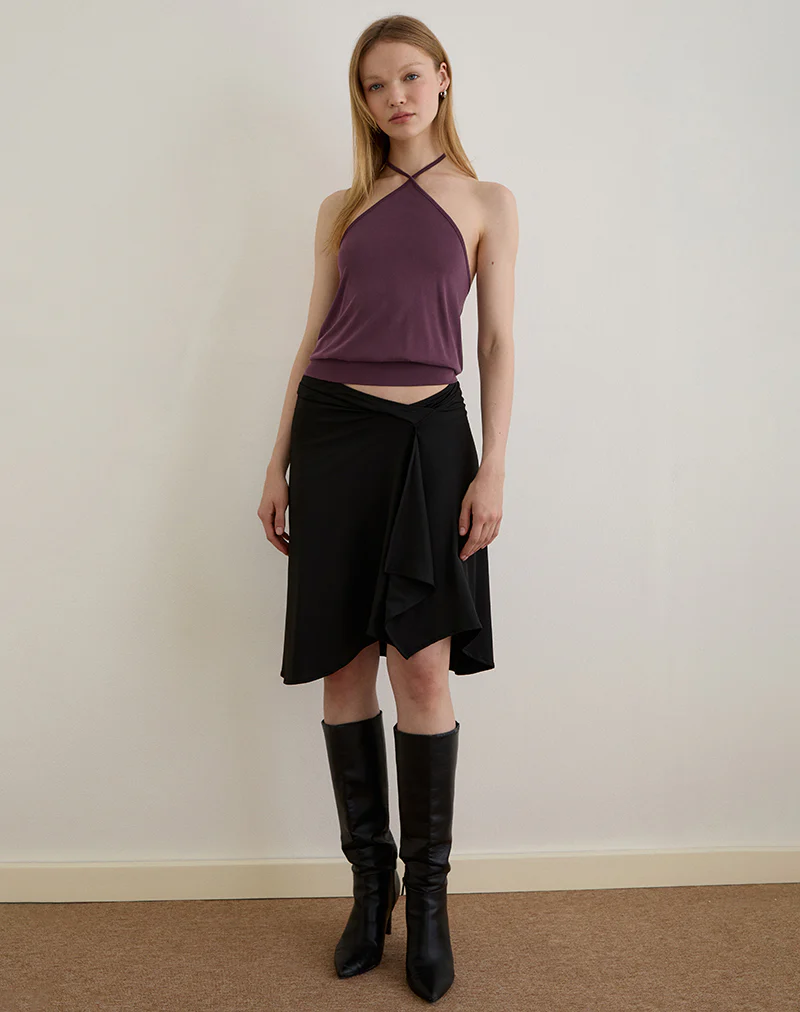 Saerin Halter Top in Cupro Deep Purple - Image 3