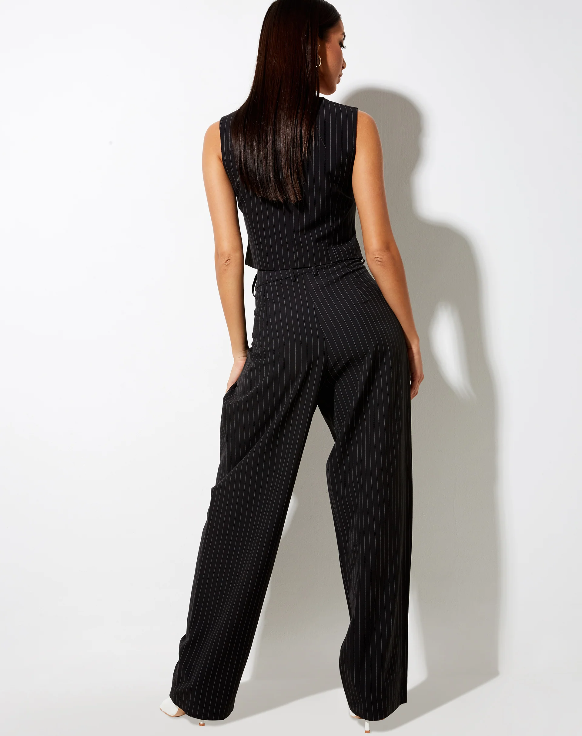 Safar Vest in Pinstripe Black - Image 5