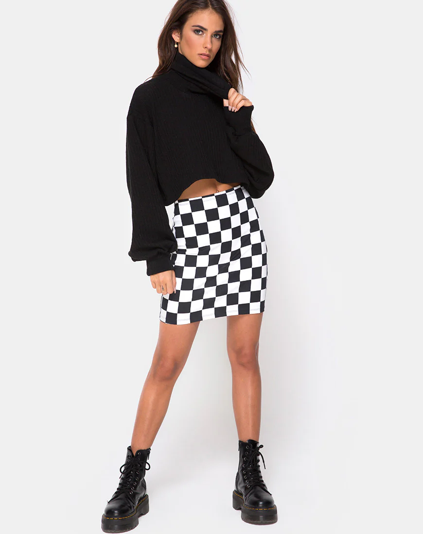 Saffy Bodycon Skirt in Checker Board Medium - Image 4