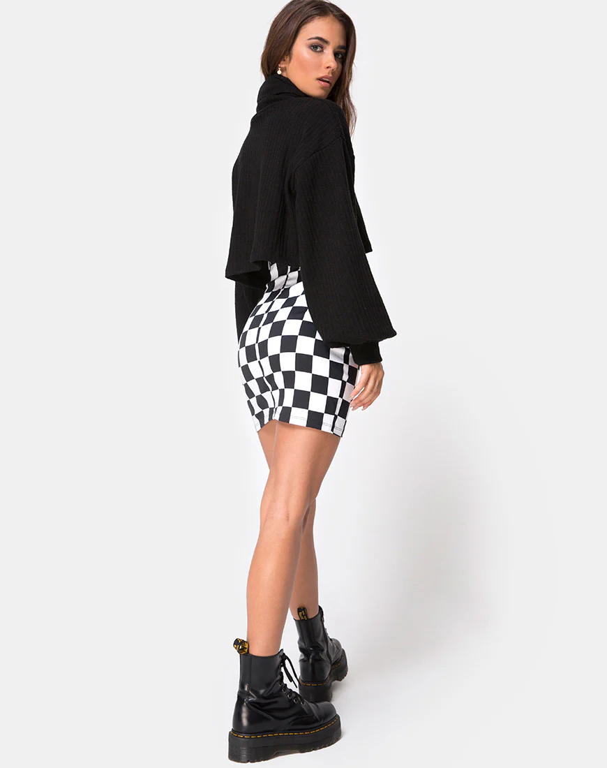Saffy Bodycon Skirt in Checker Board Medium - Image 5