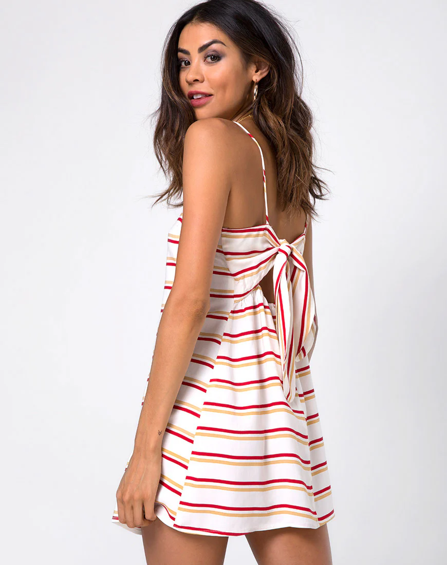 Sagra Slip Dress in 70's Ivory Horizontal Stripe - Image 2