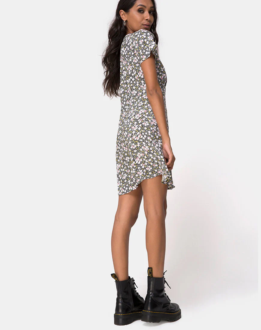Sahara Tea Dress in Floral Field Olive - Image 5
