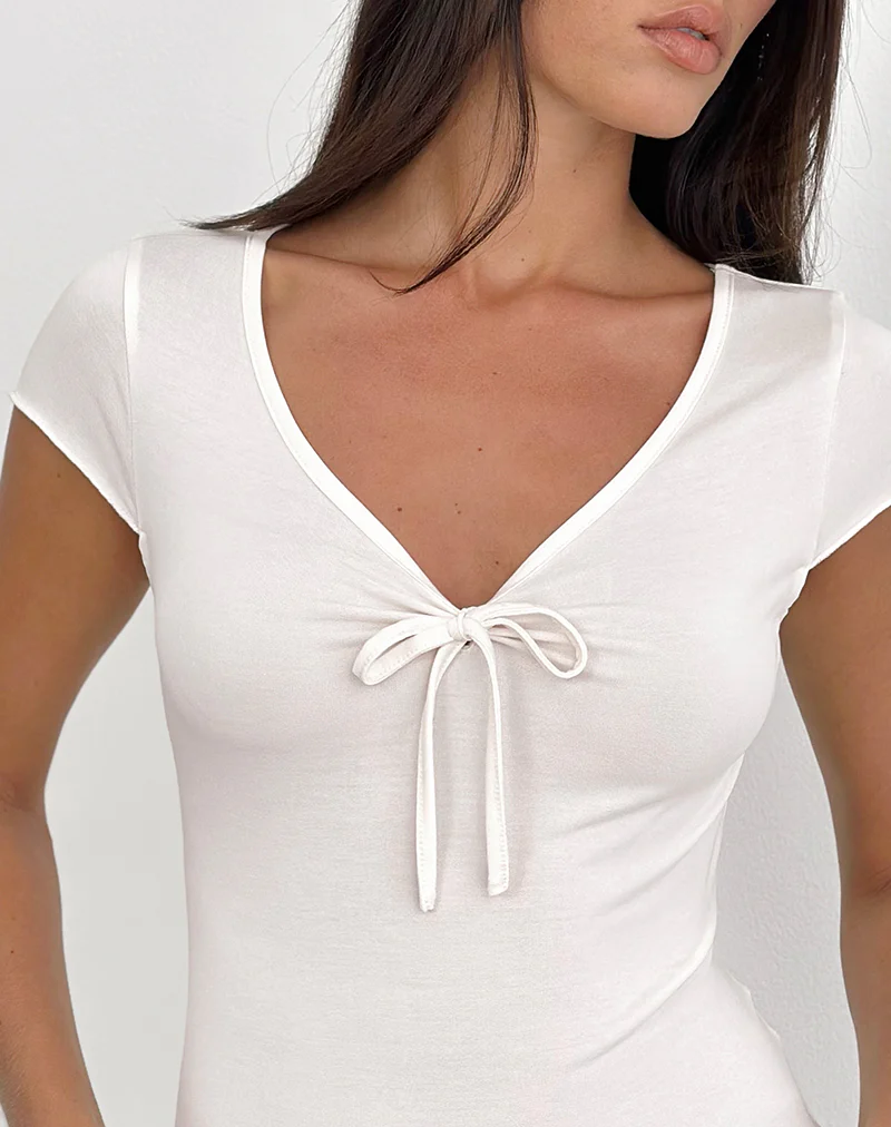 Saiba Cap Sleeve Top in Cupro Cream - Image 2