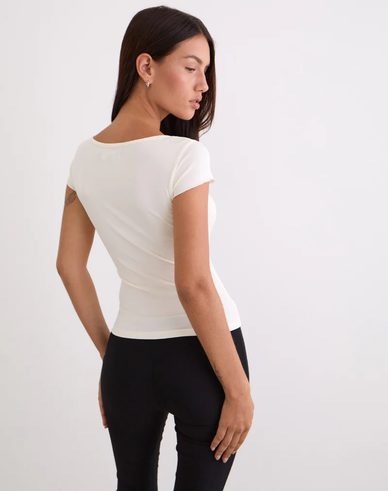 Saiba Cap Sleeve Top in Cupro Cream - Image 5