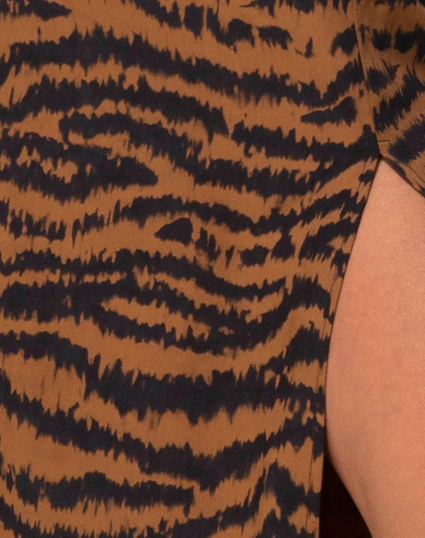 Saika Midi Skirt in Animal Drip Brown - Image 5