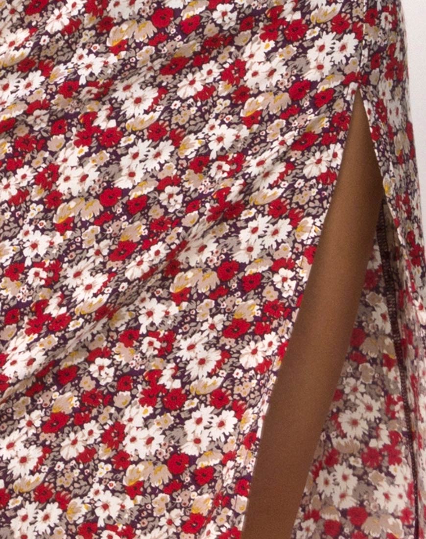 Saika Midi Skirt in Floral Charm Red - Image 5