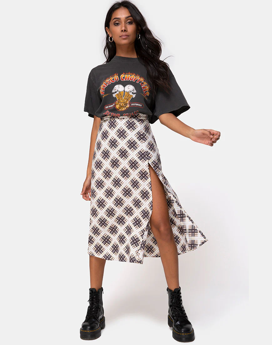 Saika Midi Skirt in Kate Check - Image 3