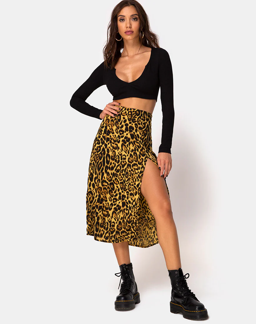 Saika Midi Skirt in Leopard - Image 3