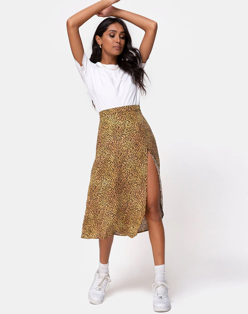 Saika Midi Skirt in Mini Tiger Brown - Image 2