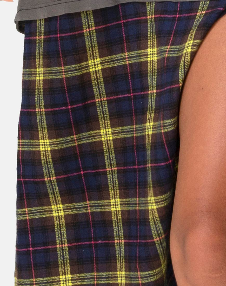 Saika Skirt in Plaid Brown Yellow Check - Image 5
