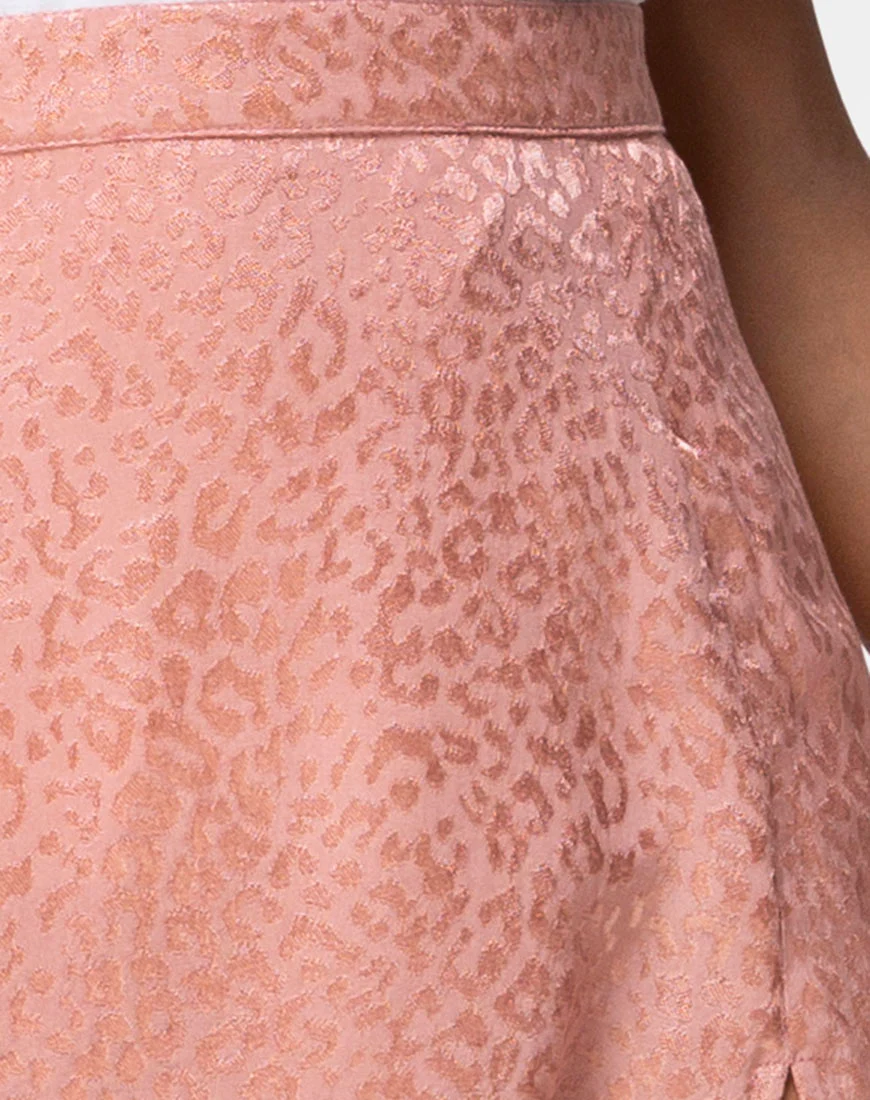 Saika Skirt in Satin Cheetah Dusty Pink - Image 5