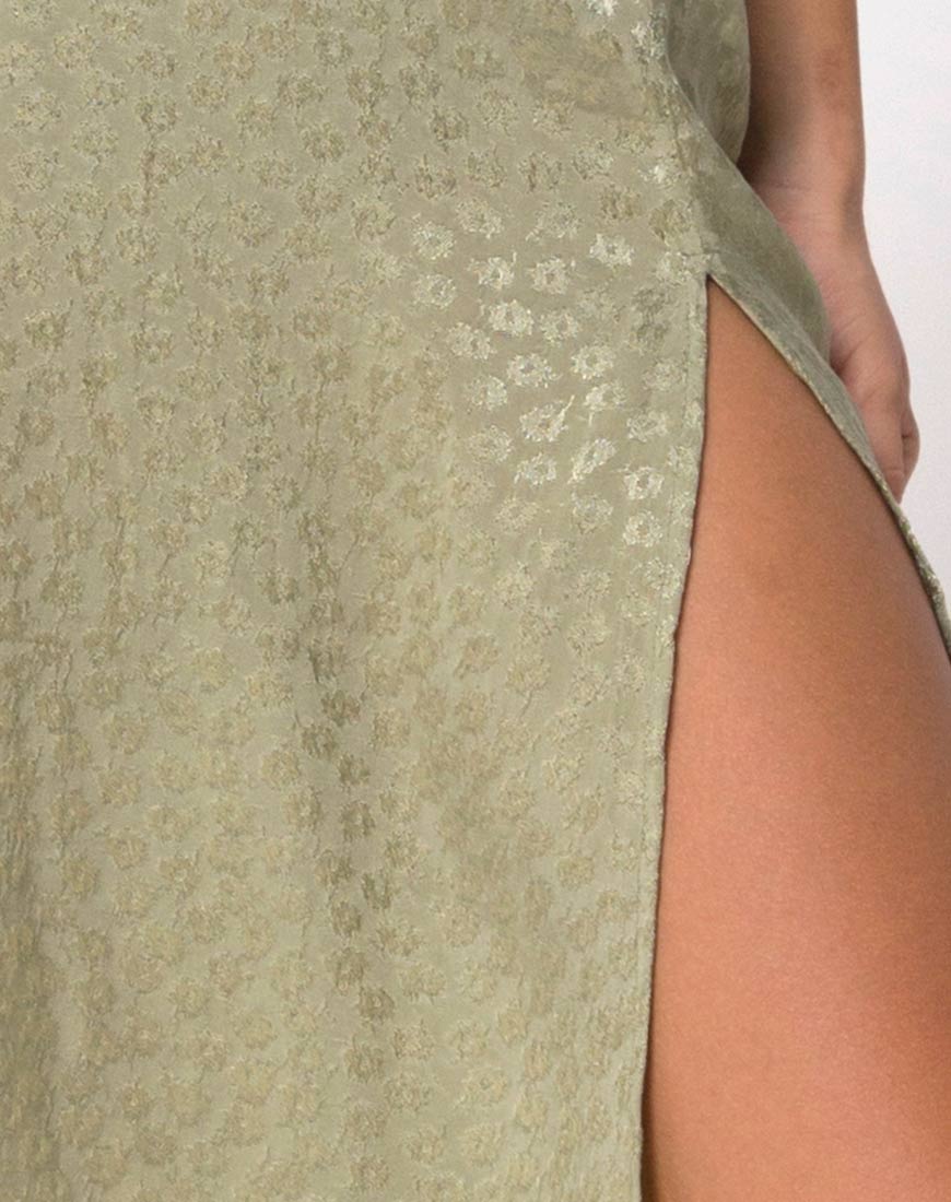 Saika Midi Skirt in Satin Ditsy Rose Sage - Image 5