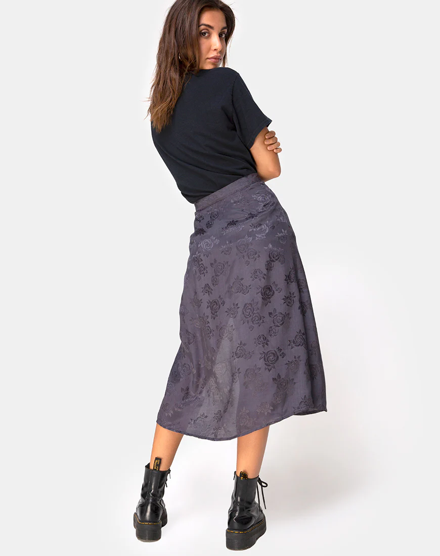 Saika Midi Skirt in Satin Rose Grey - Image 2