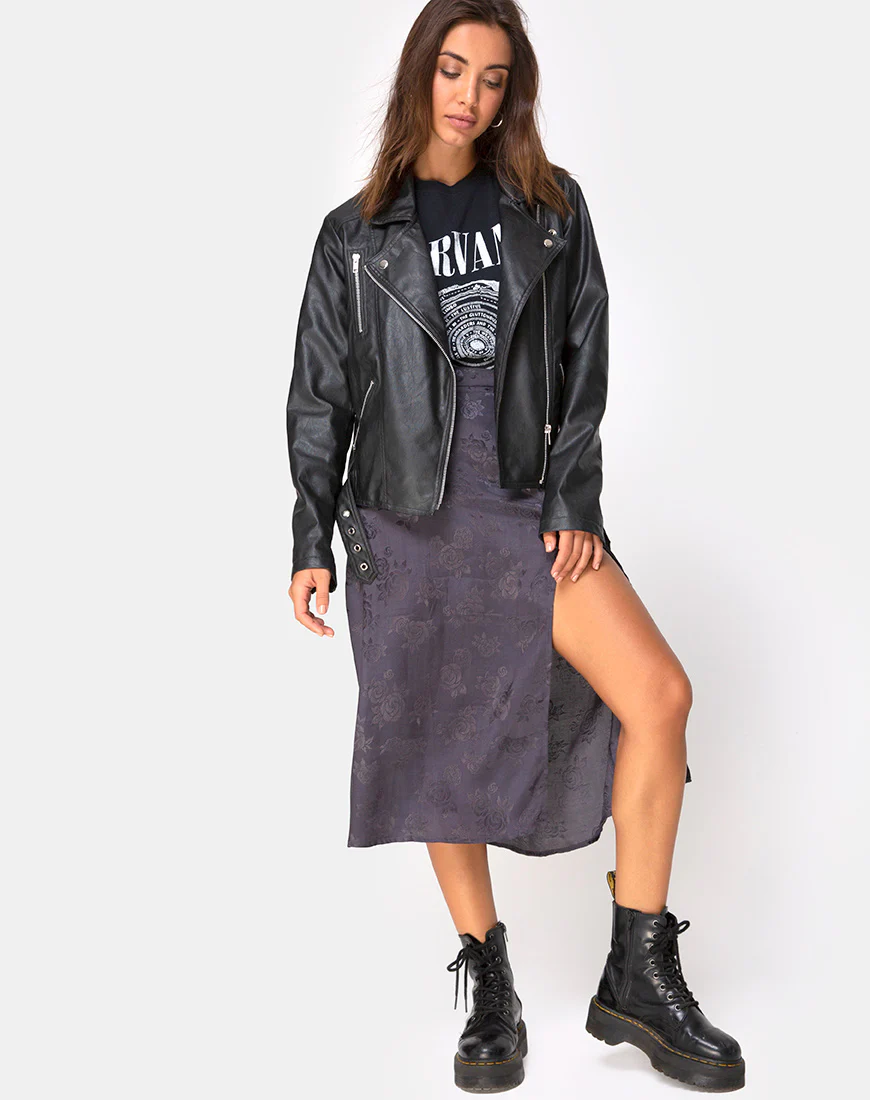 Saika Midi Skirt in Satin Rose Grey - Image 3