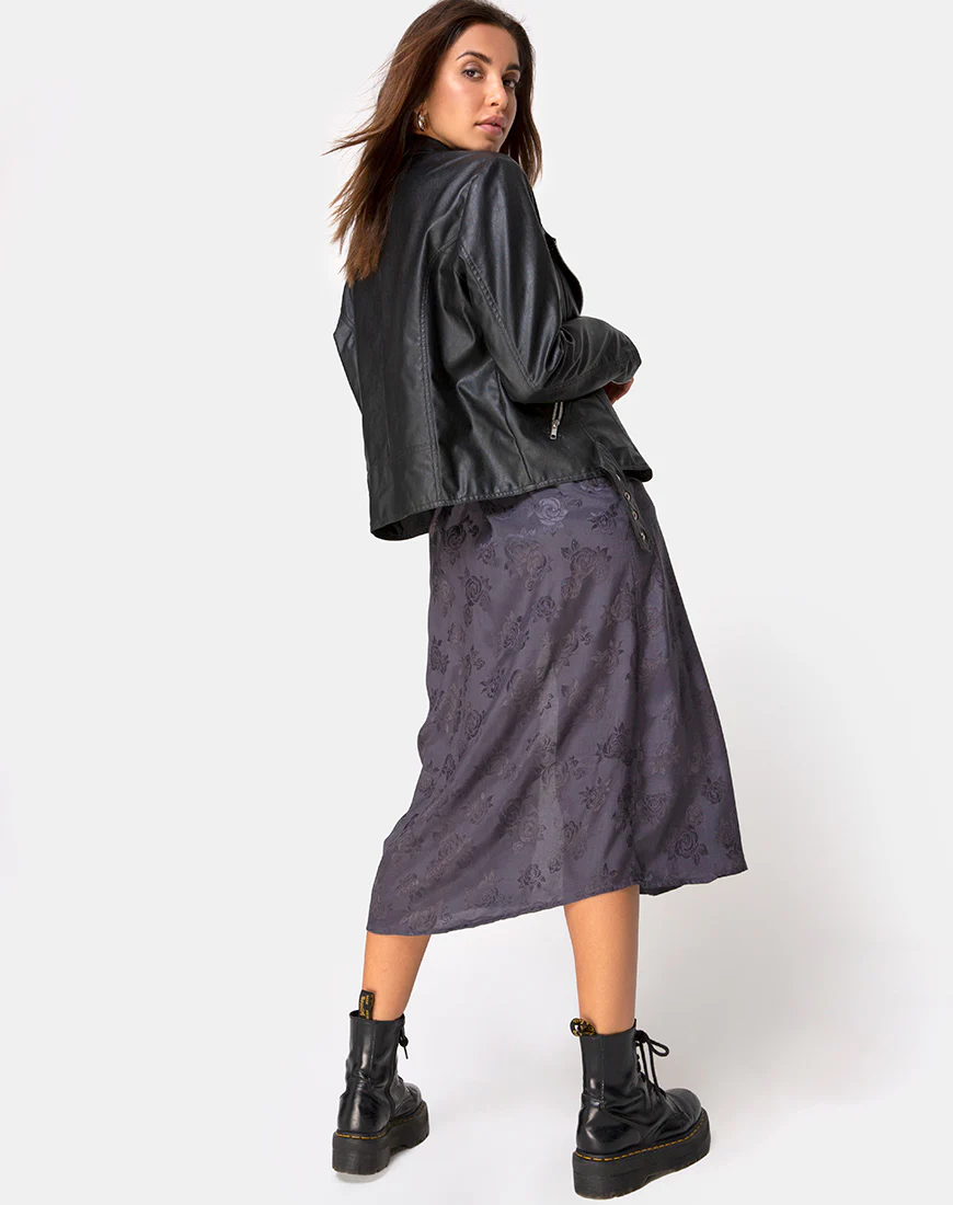 Saika Midi Skirt in Satin Rose Grey - Image 4