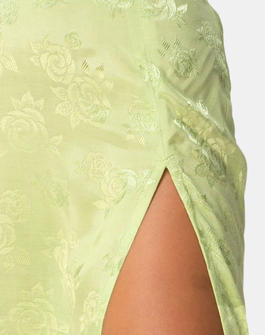 Saika Midi Skirt in Satin Rose Lime - Image 6