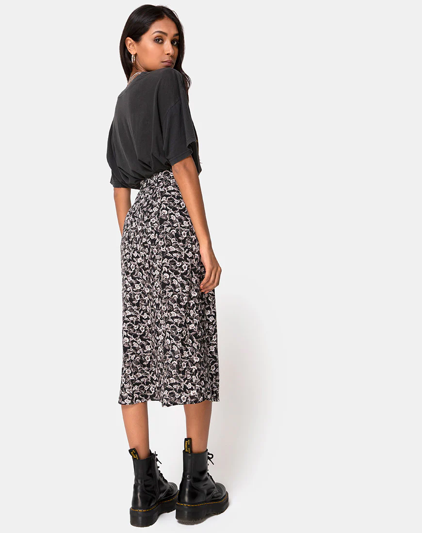 Saika Midi Skirt in Wild Tulip Black - Image 2
