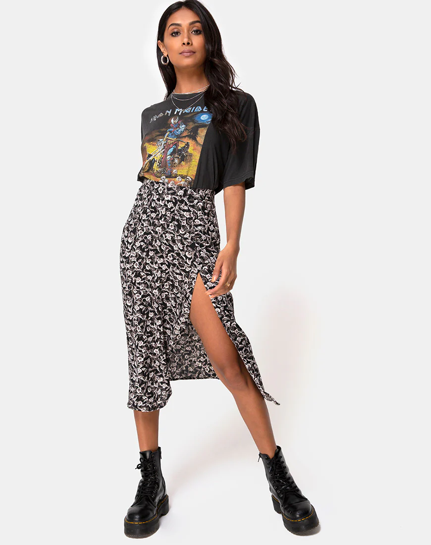 Saika Midi Skirt in Wild Tulip Black - Image 3