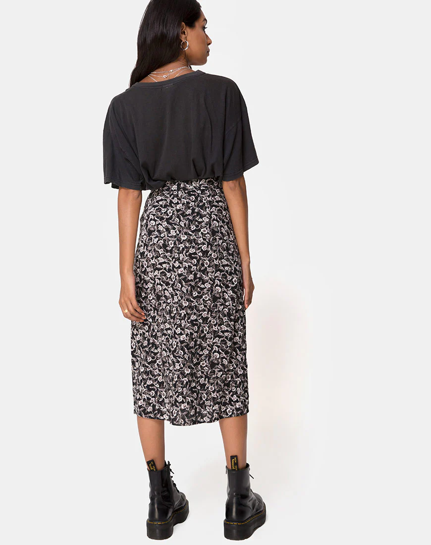 Saika Midi Skirt in Wild Tulip Black - Image 4