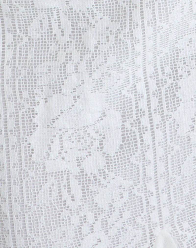 Saiwa Midi Skirt in Floral Lace White - Image 8