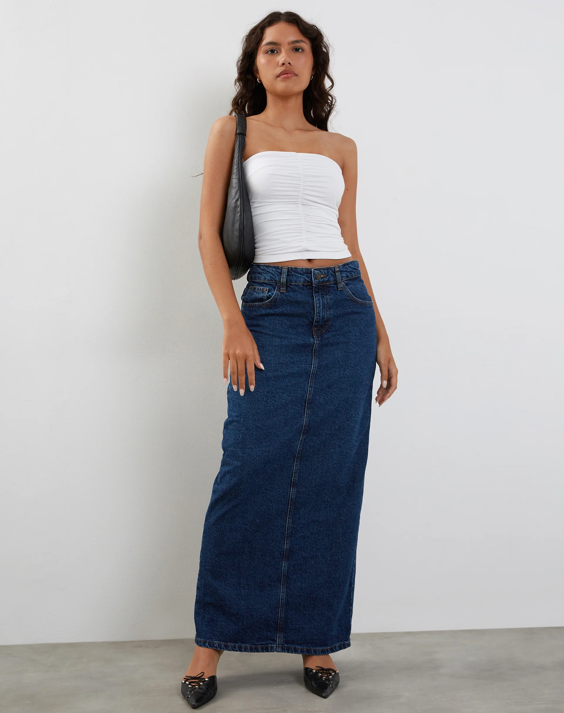 Sajna Ruched Bandeau Top in White - Image 4