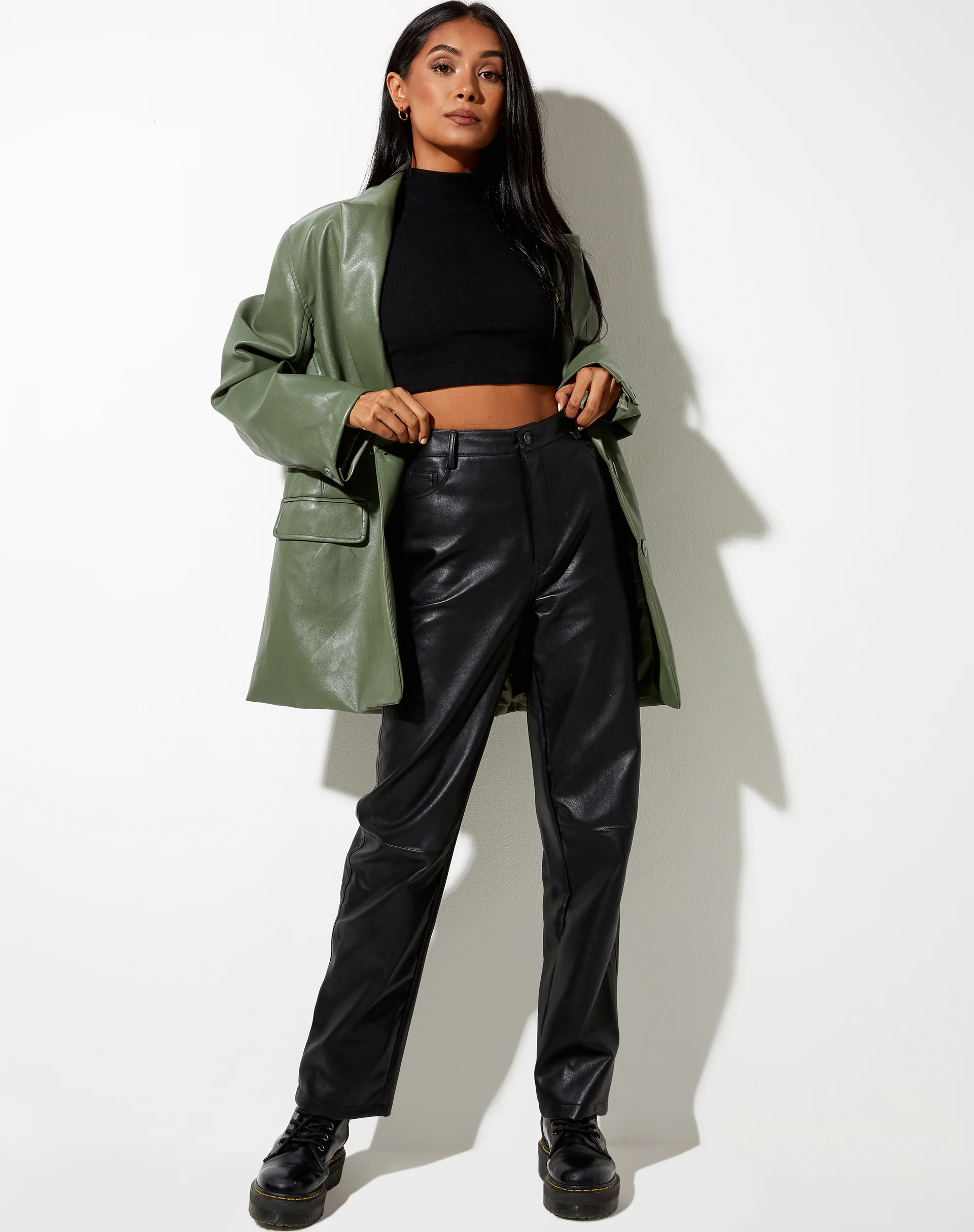 Saken Blazer in Pu Green - Image 2