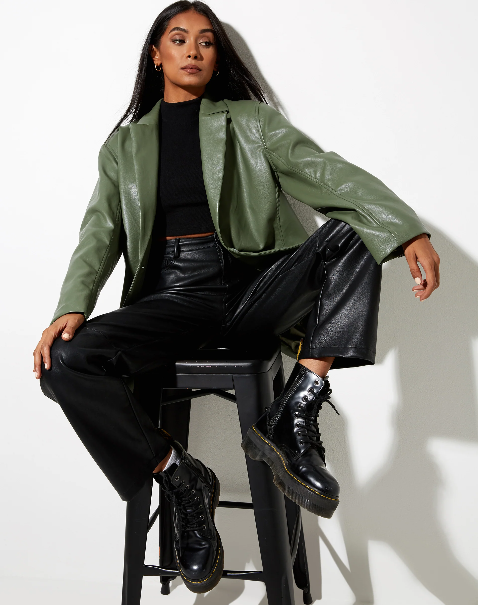 Saken Blazer in Pu Green - Image 7