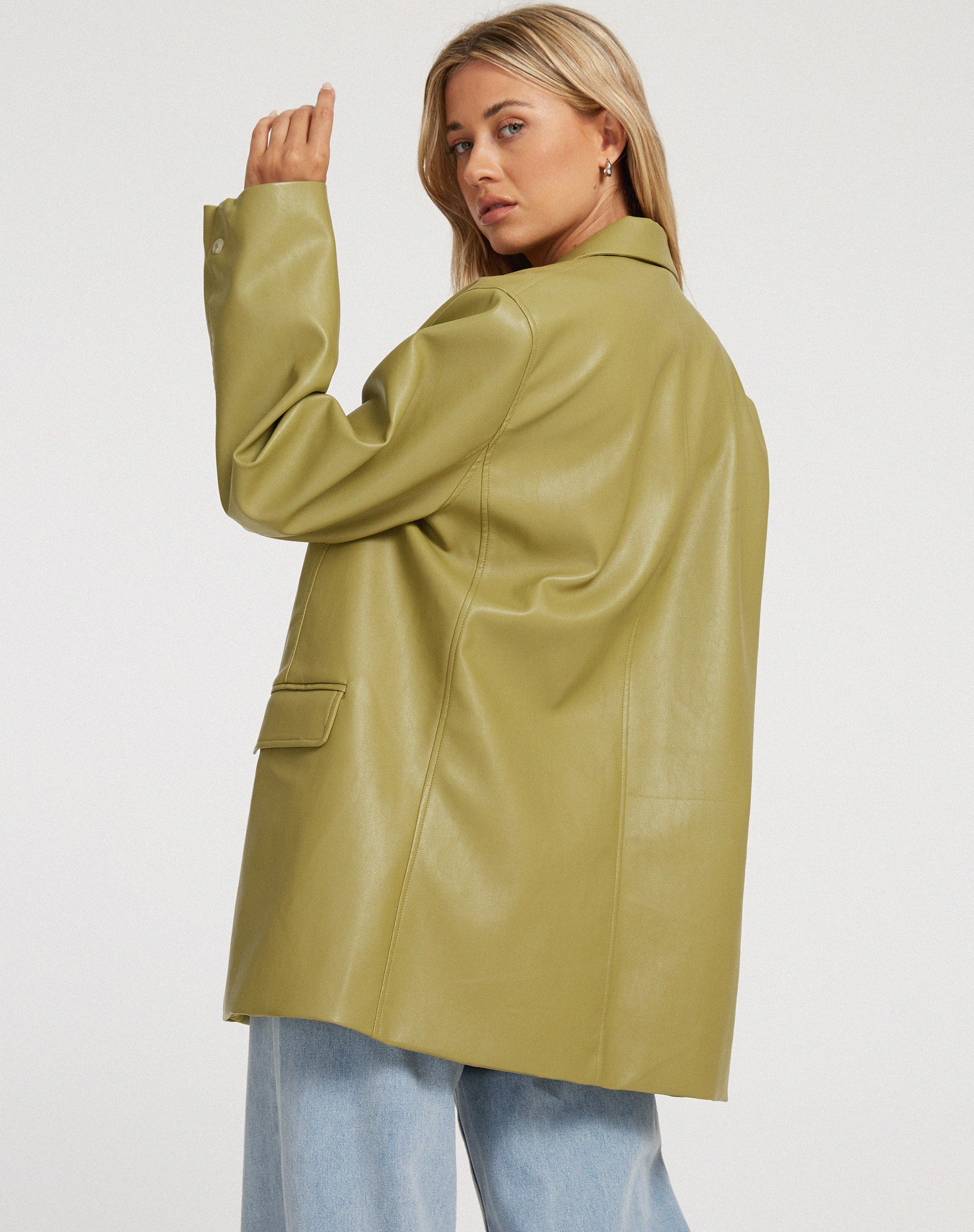 Saken Blazer in PU Leaf Green - Image 2