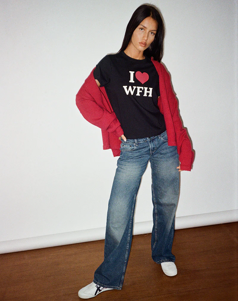 Sakha Top in Black with I Love WFH Slogan - Image 2