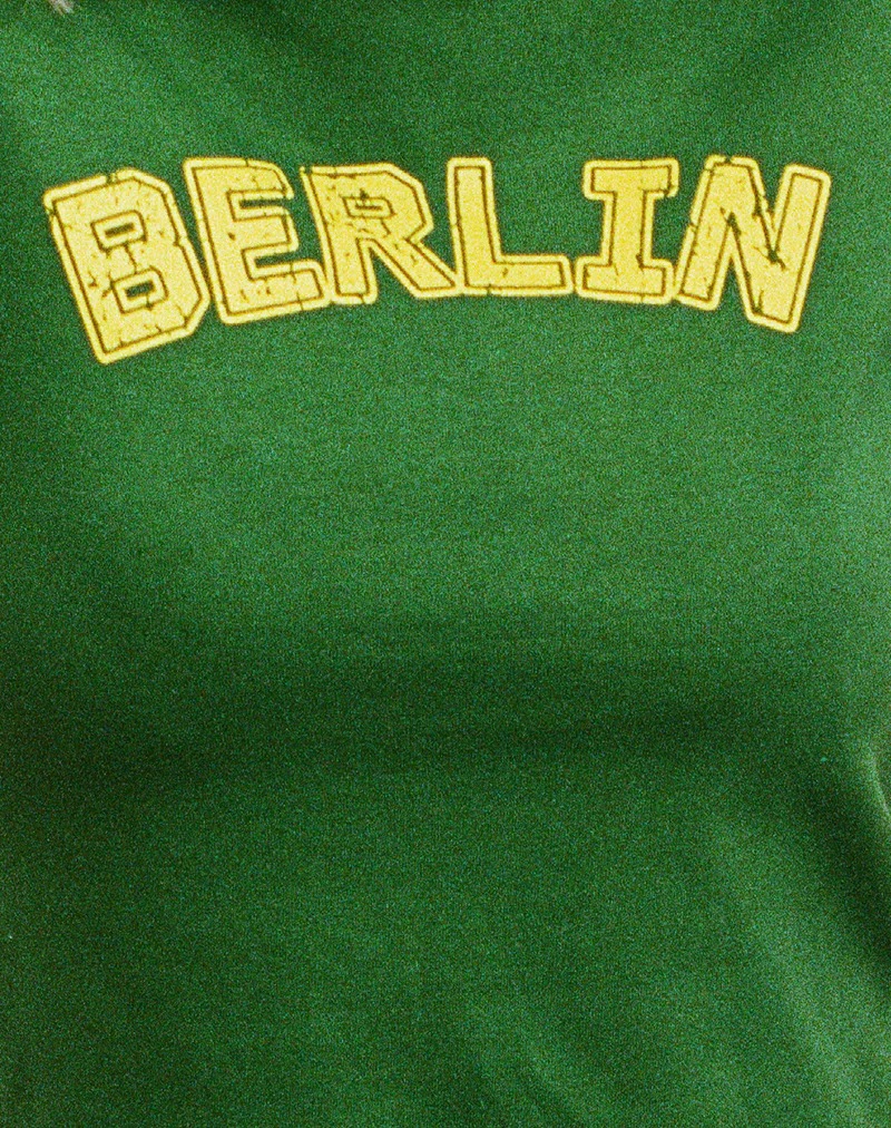 Sakha Boxy Top in Elm Green with Yellow Binding and Berlin Emb - Image 6