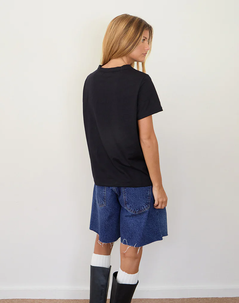 Saki Tee in Black with Badges Graphic - Image 3
