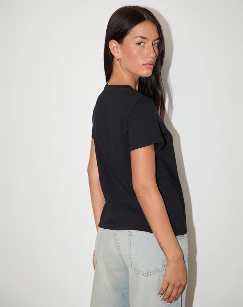 Saki Tee in Black I Love Party Print - Image 4