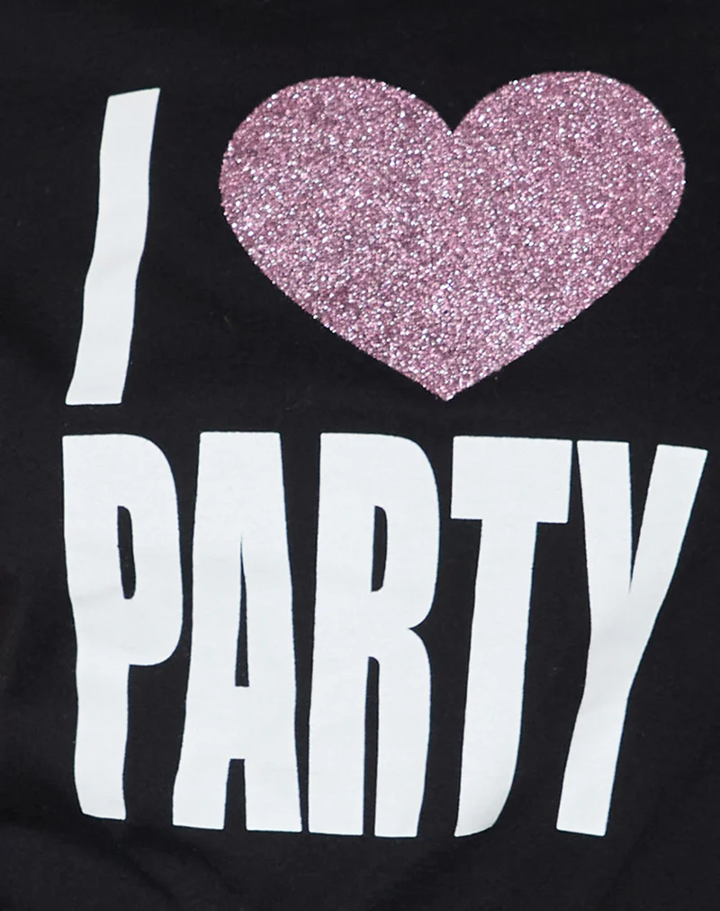 Saki Tee in Black I Love Party Print - Image 5