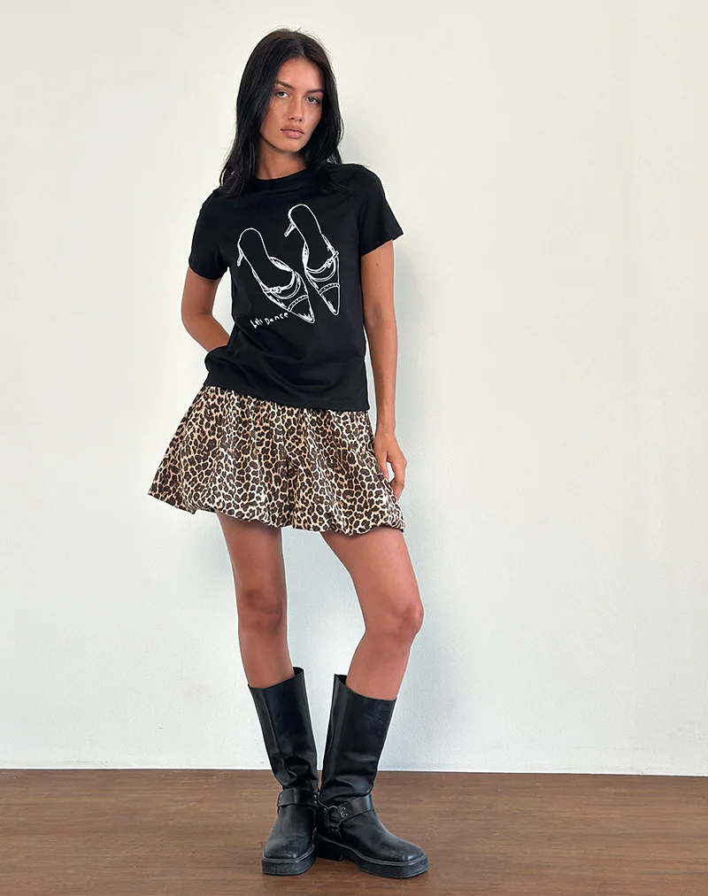 Saki Tee in Black with Lets Dance Print - Image 2