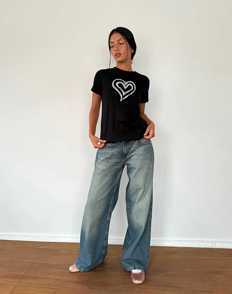 Saki Tee in Black with Love Tie Dye - Image 2