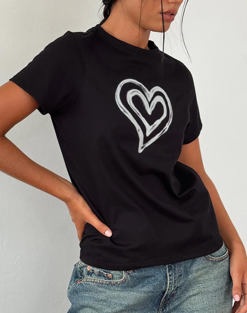 Saki Tee in Black with Love Tie Dye - Image 3