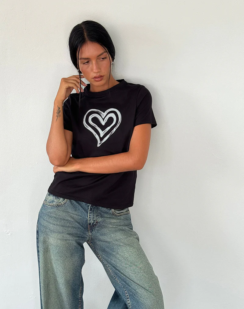 Saki Tee in Black with Love Tie Dye - Image 5