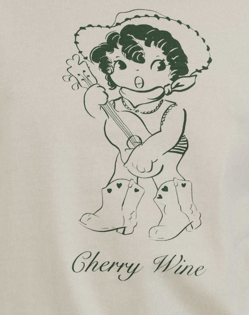 Saki Tee in Buttermilk with Cherry Wine Print - Image 5