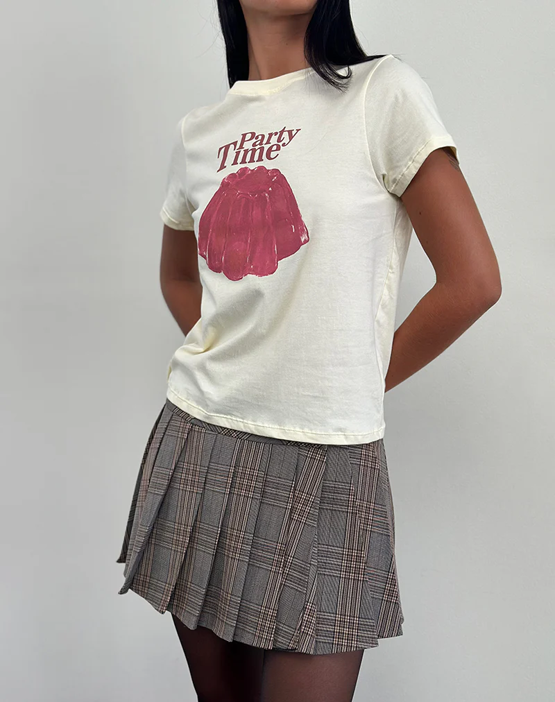 Saki Tee in Buttermilk with Party Time Print - Image 3