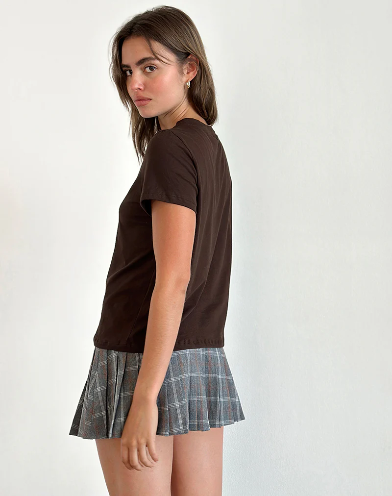 Saki Tee in Chocolate Brown with Girl Intuition Print - Image 3
