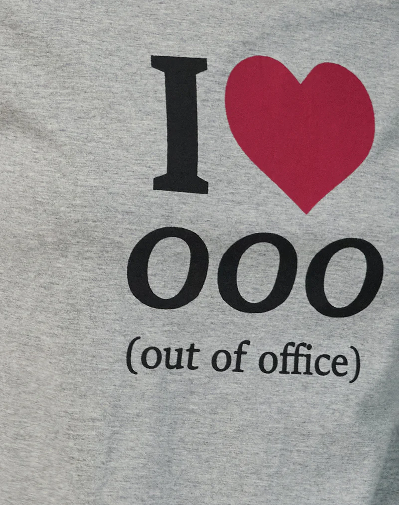 Saki Tee in Grey Marl with I Love OOO Graphic - Image 5