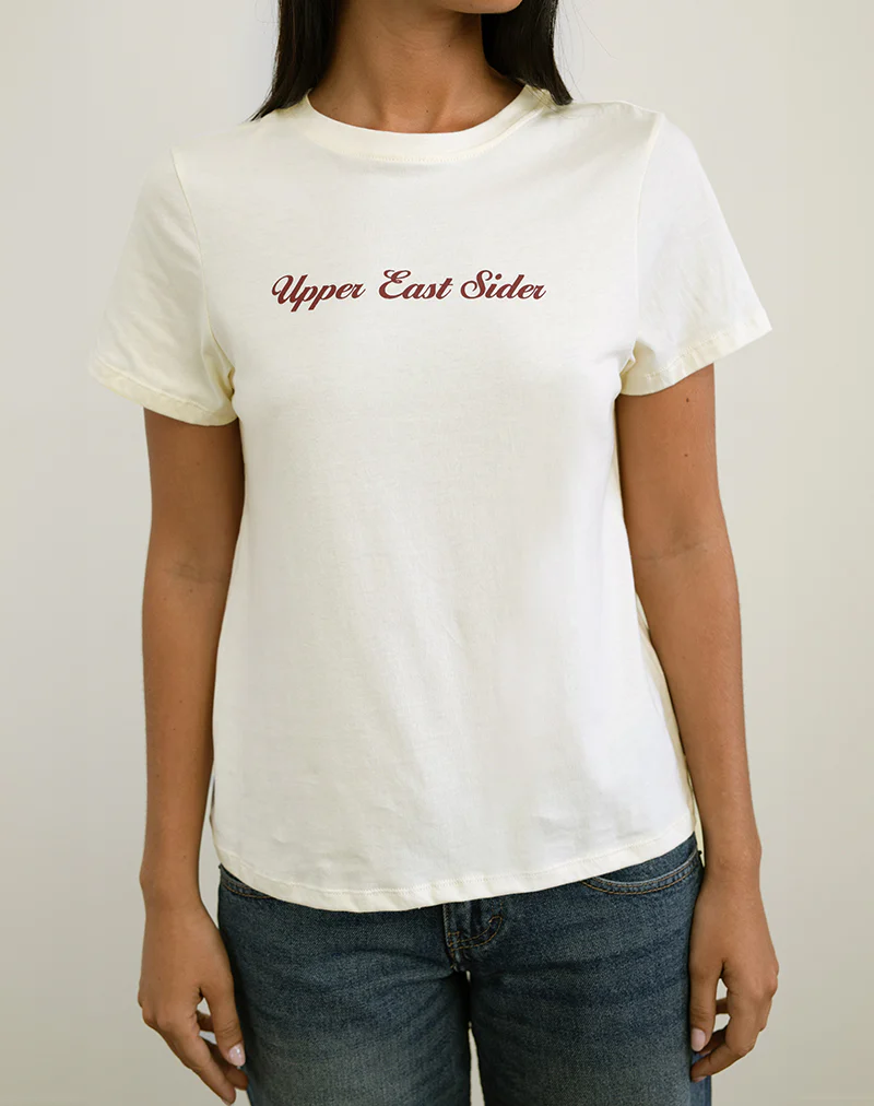 Saki Tee in Ivory with Upper East Sider Print - Image 4