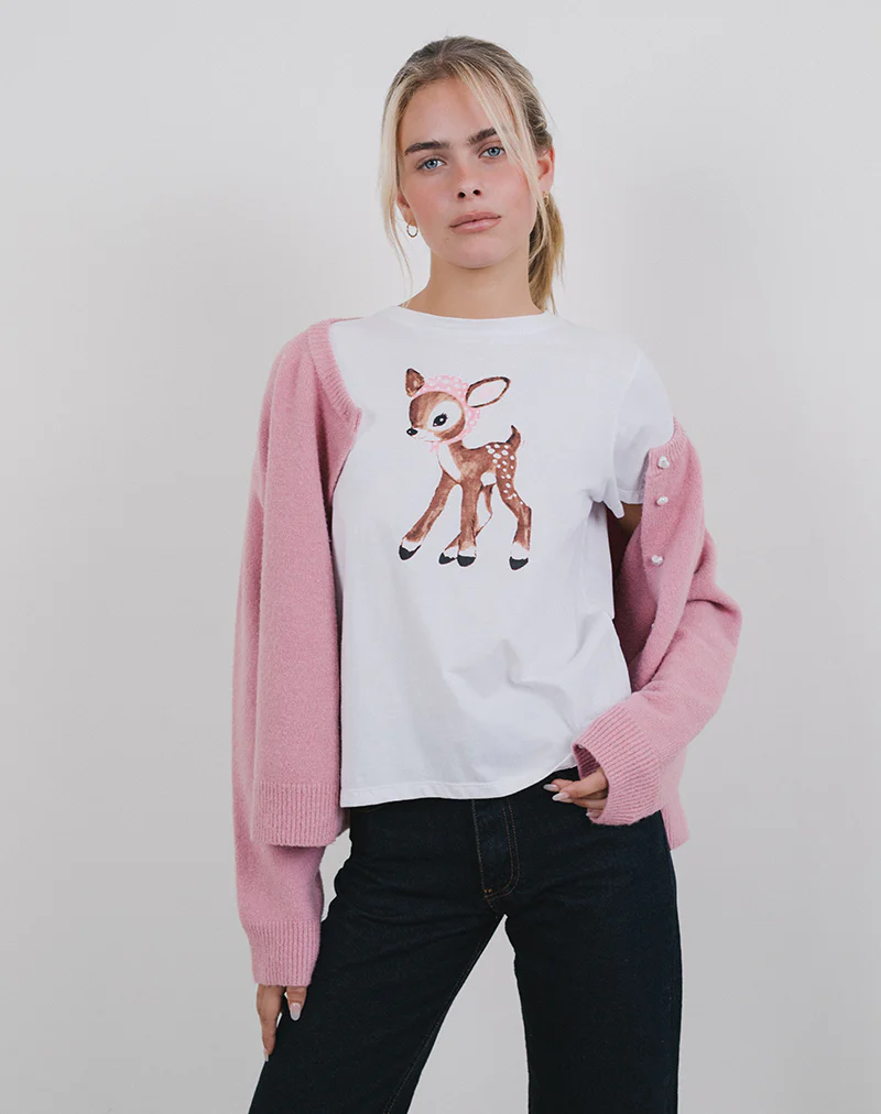 Saki Tee in White Deer with Scarf - Image 2